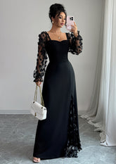 Floral Jacquard Lace Inset Maxi Dress